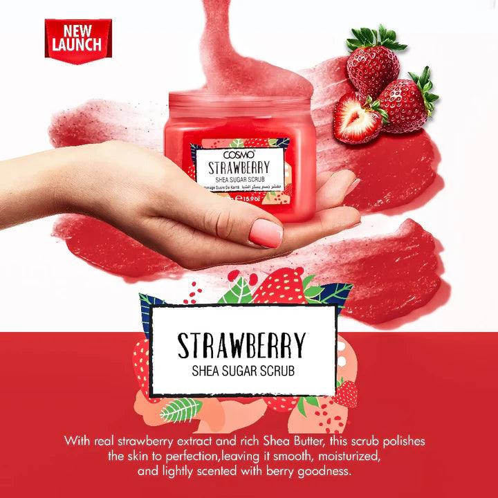 COSMO Strawberry Shea Sugar Scrub - 450g | كوزمو مقشر للجسم بالفراولة و الشيا - 450 غرام