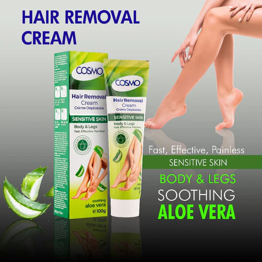 COSMO Hair Removal Sensitive Skin - Aloe Vera - 100g | كوزمو كريم ازالة الشعر بالالوفيرا - 100 غرام