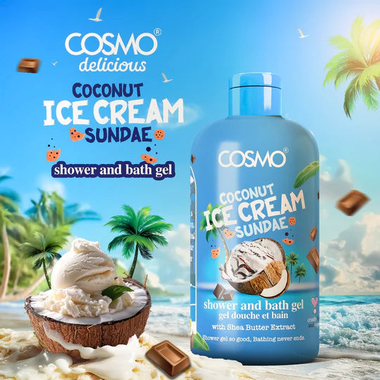 COSMO Coconut Ice Cream Sundae Shower And Bath Gel - 500ml | كوزمو جل الاستحمام برائحة جوز الهند - 500 مل