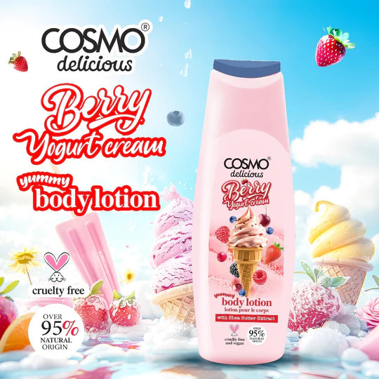 COSMO Berry Yogurt Cream Yummy Body Lotion - 400ml | كوزمو لوشن للجسم برائحة التوت - 400 مل