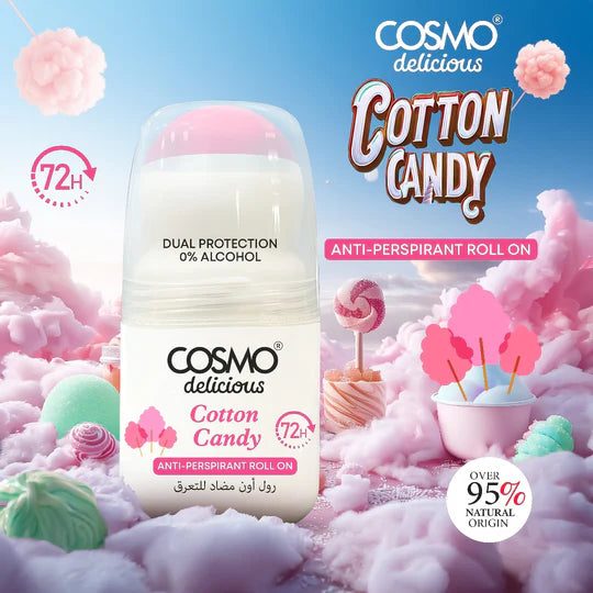 COSMO Berry Cotton Candy Anti- Perspirant Roll On 72H - 50ml | كوزمو مزيل تعرق رول برائحة الحلوى - 50 مل