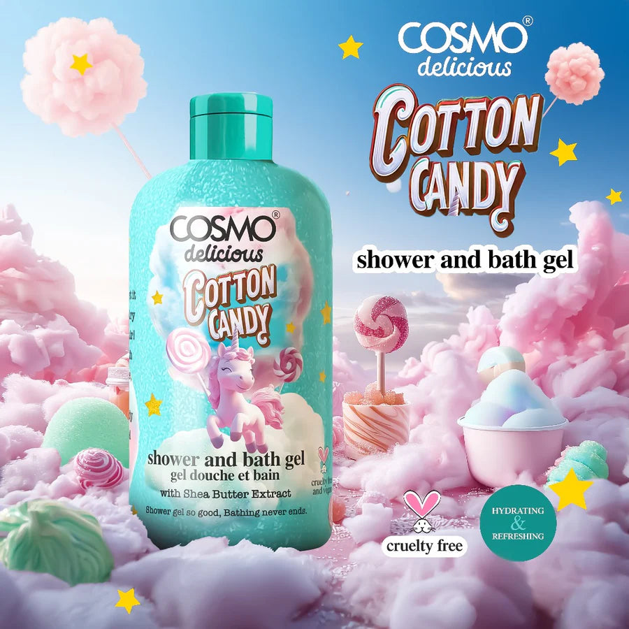COSMO Cotton Candy Shower And Bath Gel - 500ml | جل الاستحمام من كوزمو برائحة غزل البنات – ٥٠٠ مل