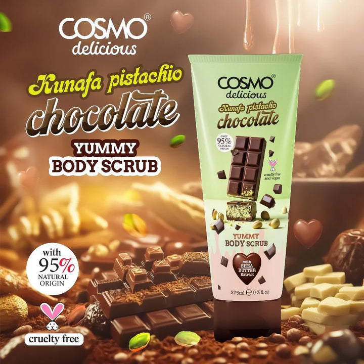 COSMO Kunafa Pistachio Chocolate Yummy Body Scrub - 275ml | مقشر الجسم كوزمو كنافة بالفستق والشوكولاتة – ٢٧٥ مل