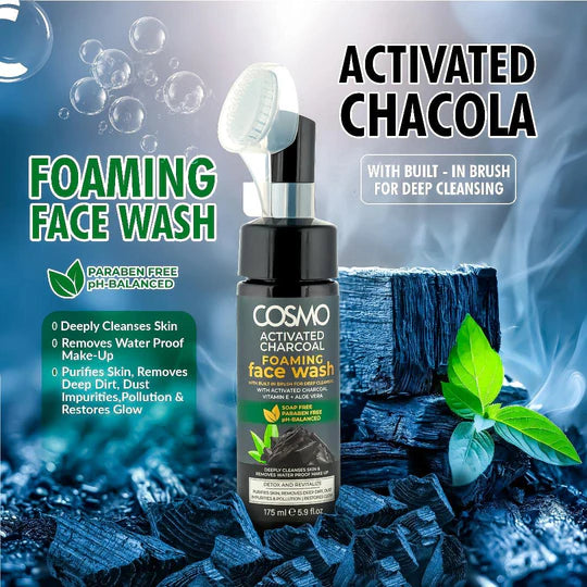 COSMO Activated Charcoal Foaming Face Wash - 175ml | كوزمو غسول الوجه الرغوي بالفحم الفعال - 175 مل