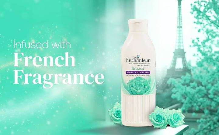 Enchanteur Lotion Visibly Radiant Skin Gargeous - 250ml | لوشين إنشانتور للبشرة المتألقة والجميلة - ٢٥٠ مل