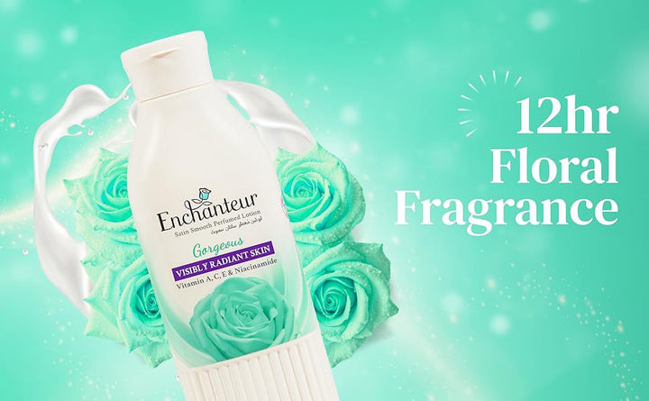 Enchanteur Lotion Visibly Radiant Skin Gargeous - 250ml | لوشين إنشانتور للبشرة المتألقة والجميلة - ٢٥٠ مل