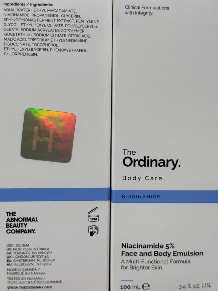 The Ordinary Niacinamide 5% Face and Body Emulsion - 100ml| ذا أورديناري مستحلب النياسيناميد للوجه والجسم 5%  -100مل