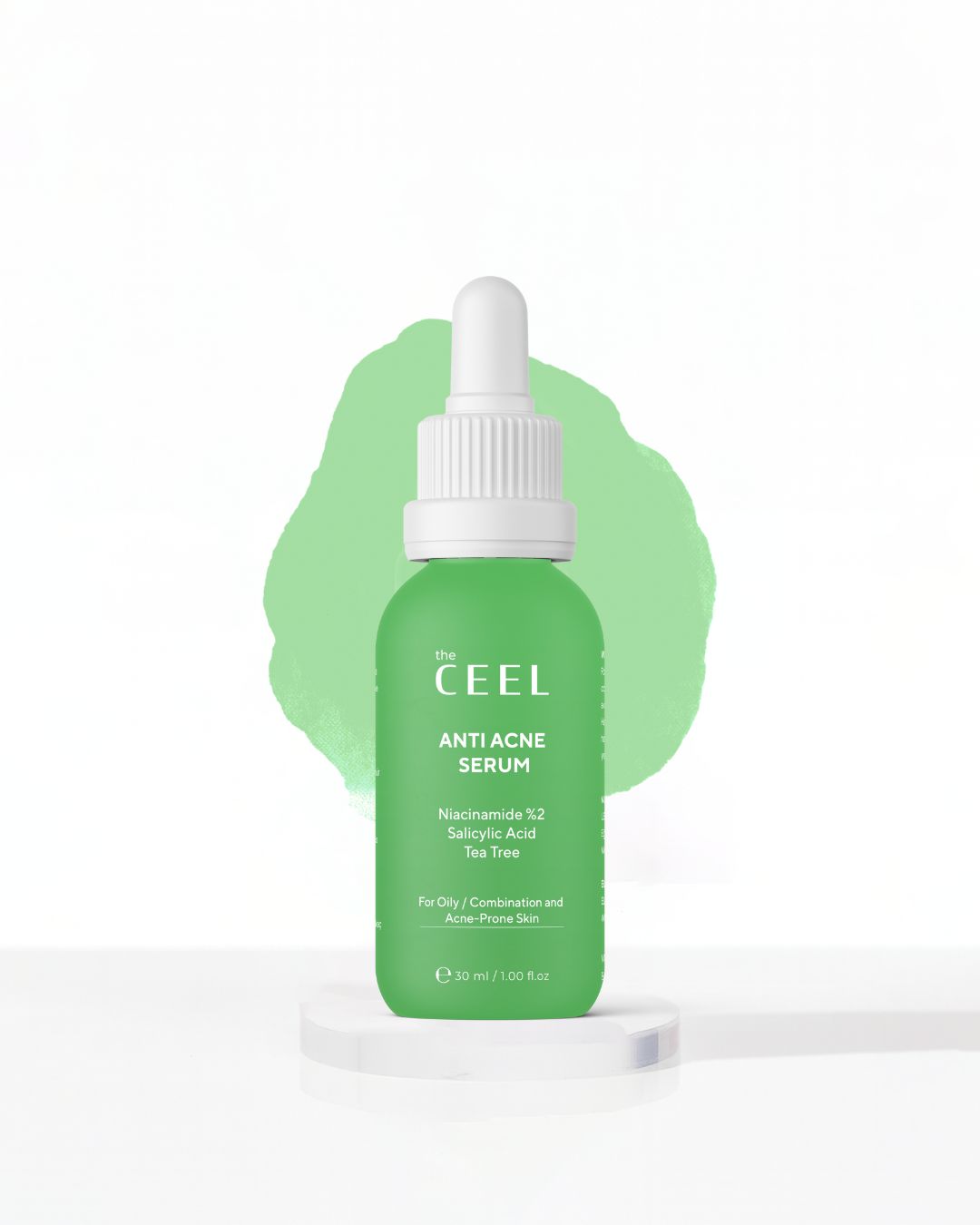 the CEEL Anti Acne Serum Niacinamide Elargonium Graveolens Tea Tree - 30ml | ذا سيل سيروم للحب بزيت شجرة الشاي والنياسيناميد - 30 مل