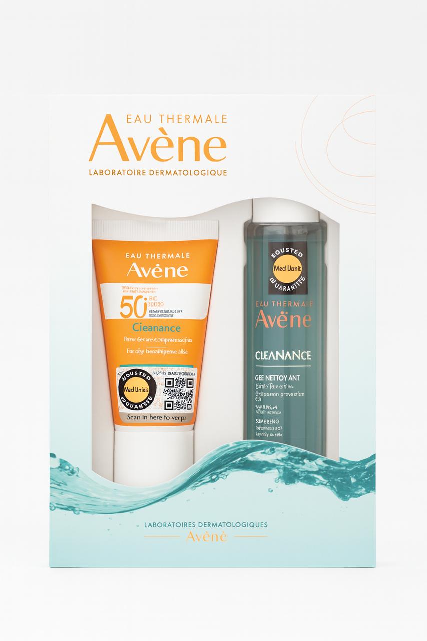 Avene Sunblock Cleanance Spf50+ 50ml Cleanance Gel - 100ml| افين واقي شمسي بحماية 50 50 مل + غسول جل للوجه -100مل