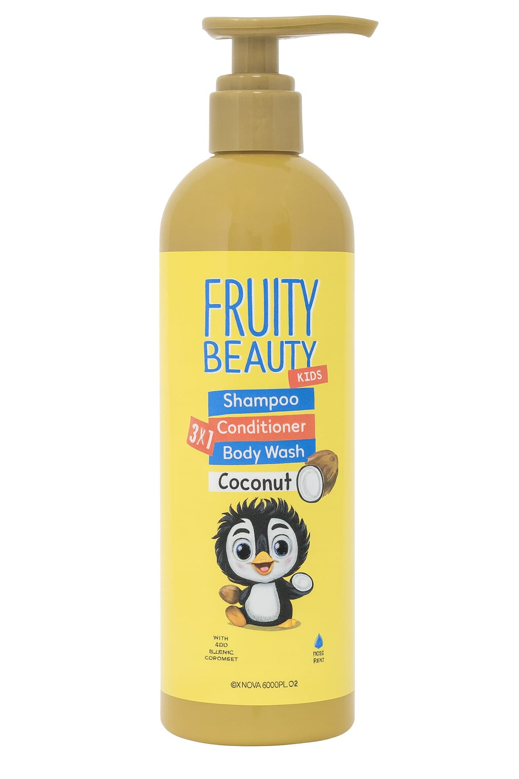 FRUITY BEAUTY Shampoo Conditioner Body Wash Coconut - 850ml | فروتي بيوتي شامبو وبلسم وغسول للجسم بجوز الهند – 850 مل