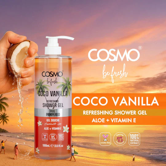 COSMO Coco Vanilla Pefreshing Shower Gel - 1000ml | كوزمو جل الاستحمام برائحة جوز الهند والفانيلا - 1000 مل