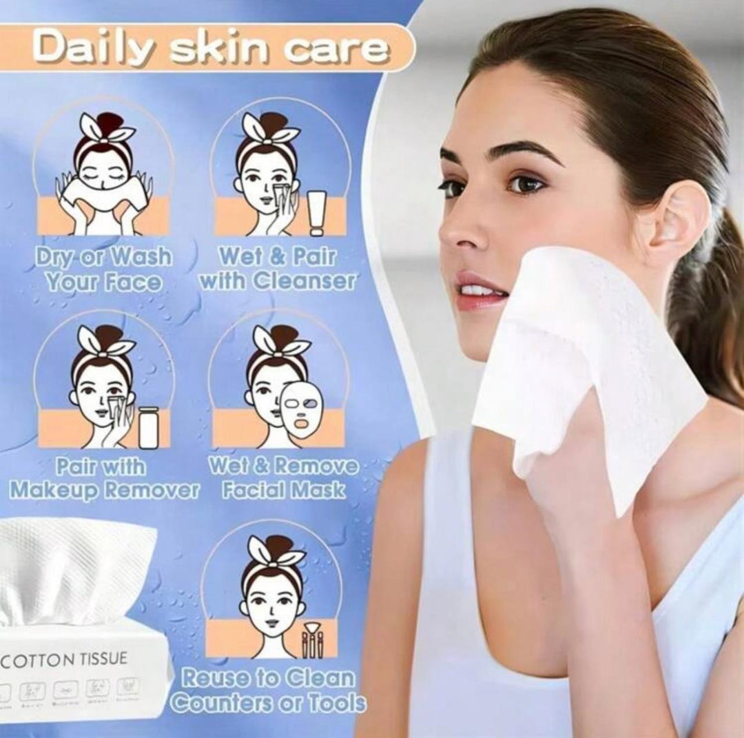 100 pieces of face towels | مناديل قطنية للوجه - 100 قطعة