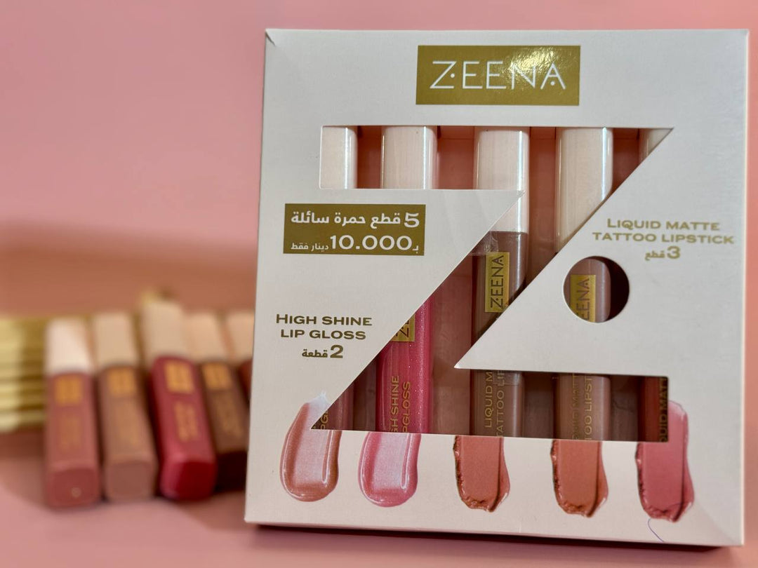 ZEENA Liquid Matte Tatto Lipstick Zeena Day Offer | زينة مجموعة أحمر شفاه و جلوس للشفاه