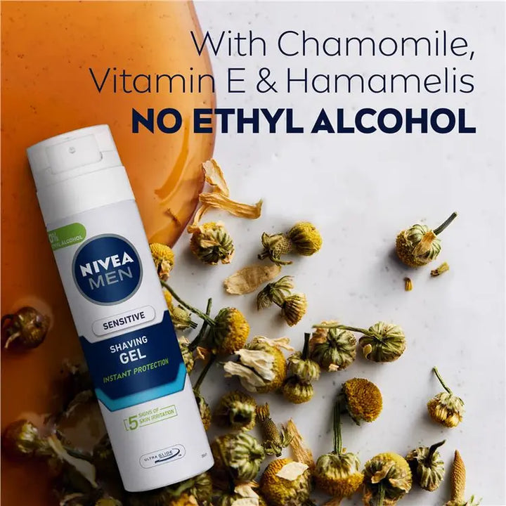 NIVEA Sensitive Shaving Gel Instant Protection - 200ml | نيفيا جل حلاقة للرجال للبشرة الحساسة - 200 مل