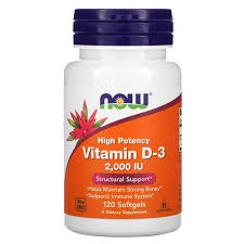 Now Vitamin D-3 2,000 IU Bone & Immune Health - 120softgels | فيتامين دال لصحة العظام والمناعة - 120 كبسولة