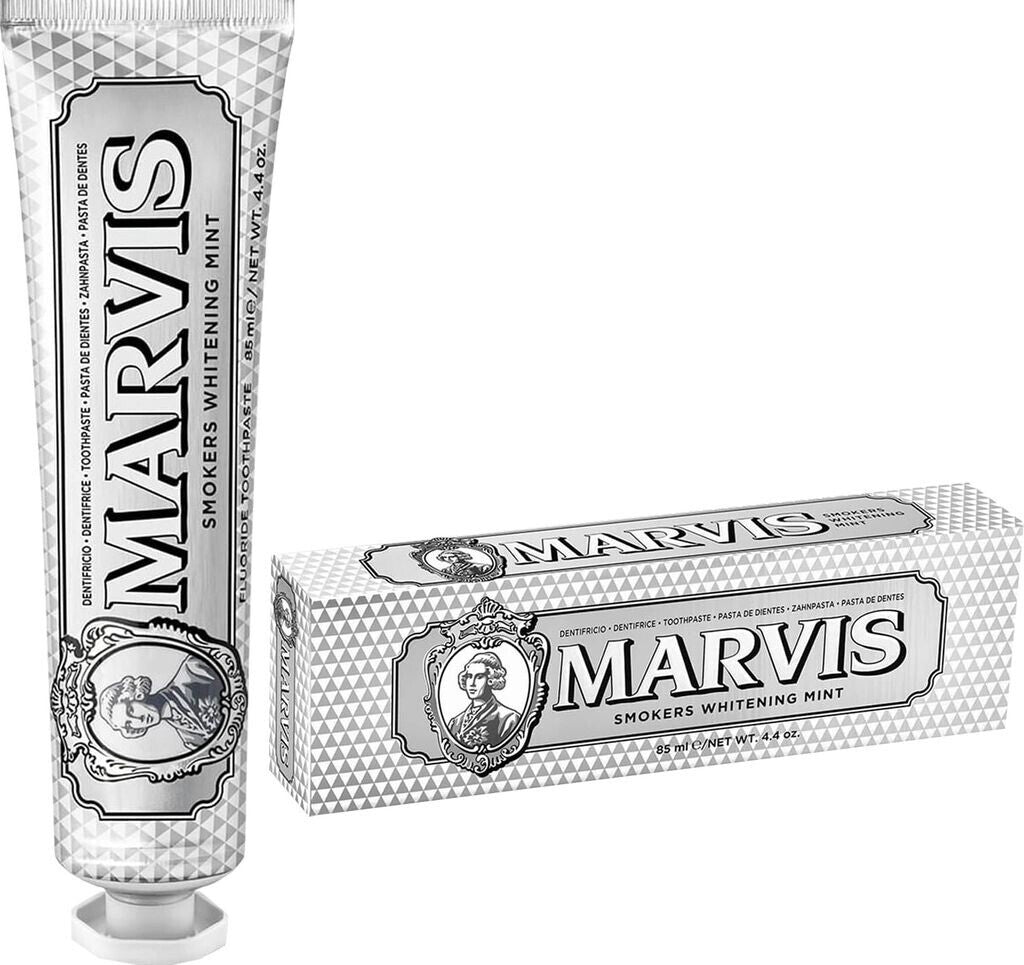 MARVIS Toothpaste Smokers Whitening Mint - 85ml | معجون أسنان مارفيس لتبييض الأسنان للمدخنين بنكهة النعناع – 85 مل