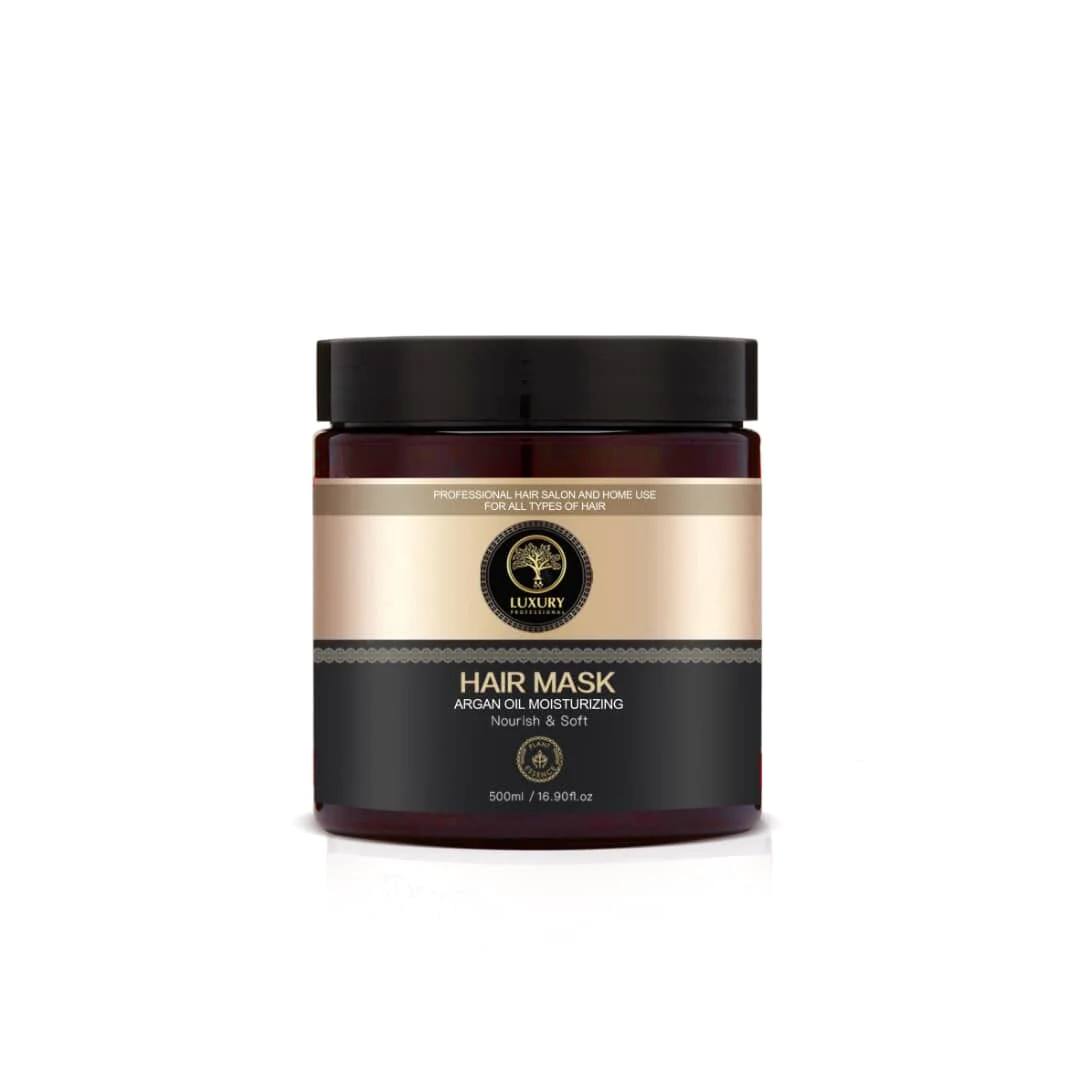 LUXURY Argan Oil Moisturizing Nourish & Soft Hair Mask - 500ml  | لكجري لكجري قناع زيت الأرغان المرطب والمغذي والناعم للشعر - 500 مل