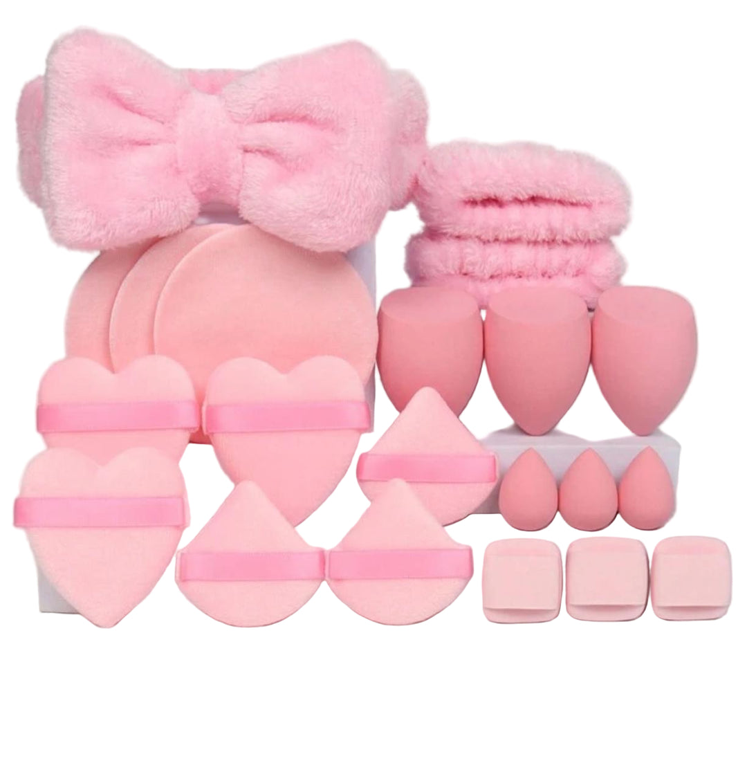 Tools & Cases Pink makeup sponge set - 21pcs | مجموعة إسفنج مكياج وردية من تولز آند كيسز – 21 قطعة