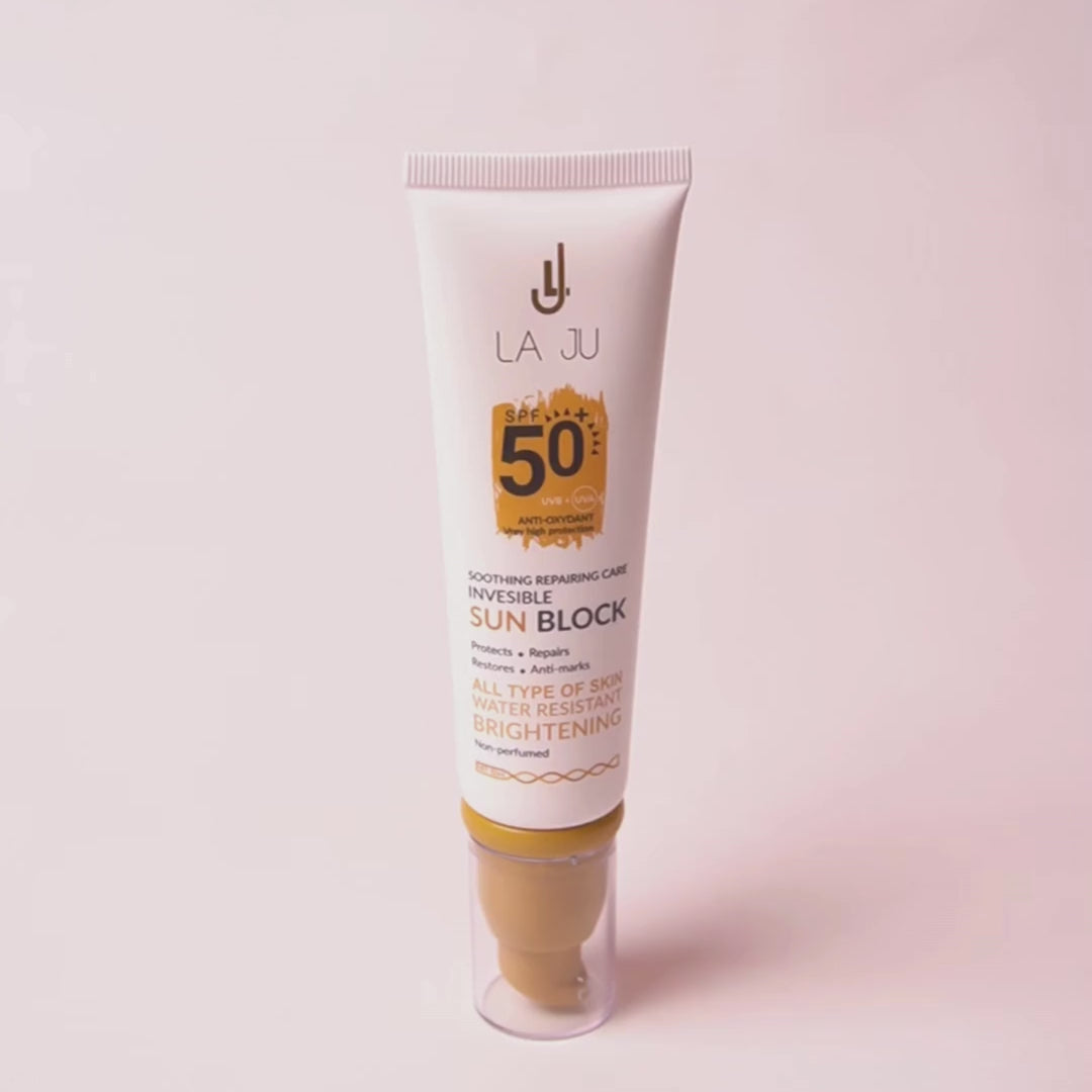 LA JU Soothing Repairing Care Invisible SunBlock Spf50 - 50ml | لاجو كريم واقي شمسي مرمم و مهدئ spf50 - 50 مل