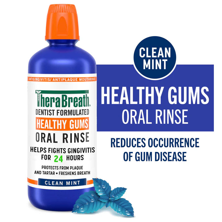 TheraBreath Healthy Gums Oral Rinse Clean Mint - 473ml | ثيرا بريث غسول للفم بالنعناع - 473 مل
