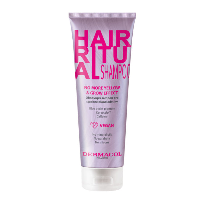 DERMACOL Hair Ritual Shampoo No More Yellow & Grow Effect - 250ml | ديرماكول شامبو لازالة اللون الأصفر من الشعر - 250 مل