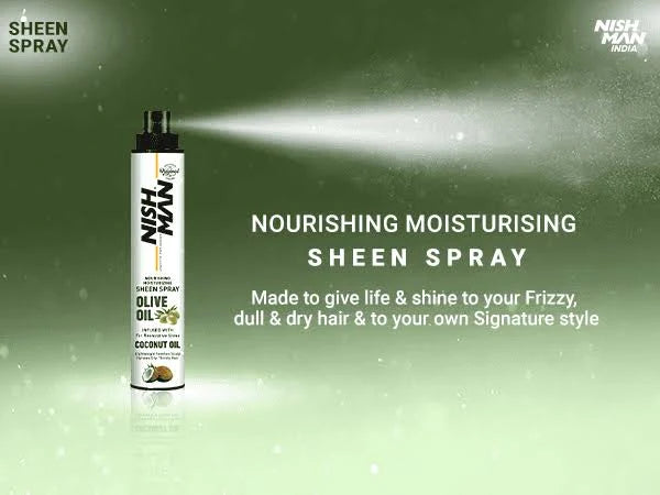NISH MAN Olive Oil Coconut Oil Sheen Spray - 400ml| نايش مان بخاخ مرطب ومغذي للشعر-400مل