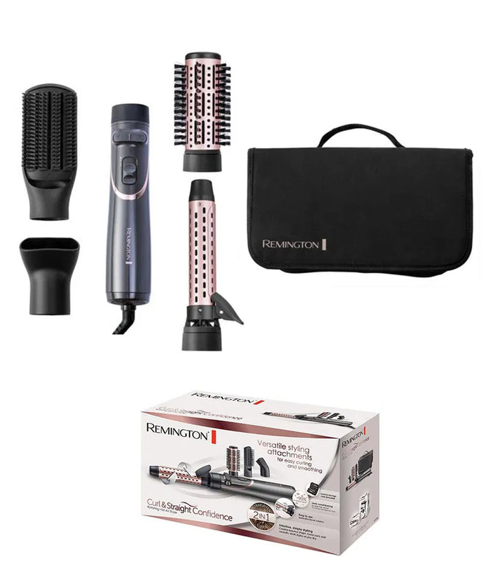 REMINGTON Curl & Straight Confidence Rotating Hot Air Styler 5Pcs - 800W | ريمنجتون مجفف الشعر الكهربائي 5 قطع - 800 واط