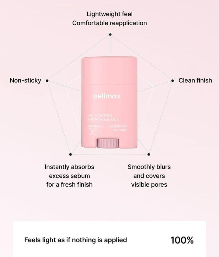 celimax Oil Control Mattifying Sun Stick SPF 50+ PA++++ -19g| سيليماكس واقي شمسي ستيك بعامل حماية 50-19غرام