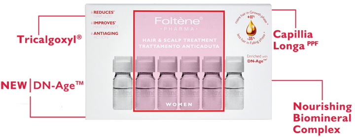 Foltene Pharma Anti-Hair Loss Treatment for Women - 12 ampoules  | فولتين فارما علاج مضاد لتساقط الشعر للنساء - 12 أمبولة