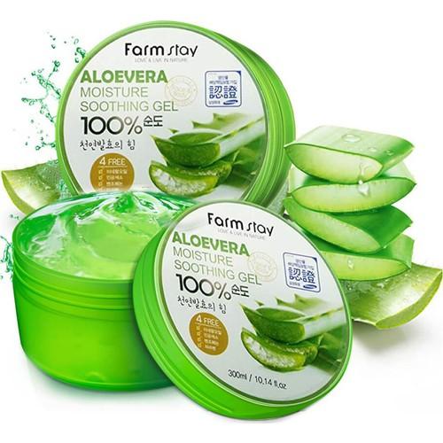 Farmstay Aloe Vera Moisture Soothing Gel - 300ml  | فارم ستاي جل الألوفيرا المرطب والمهدئ - 300 مل