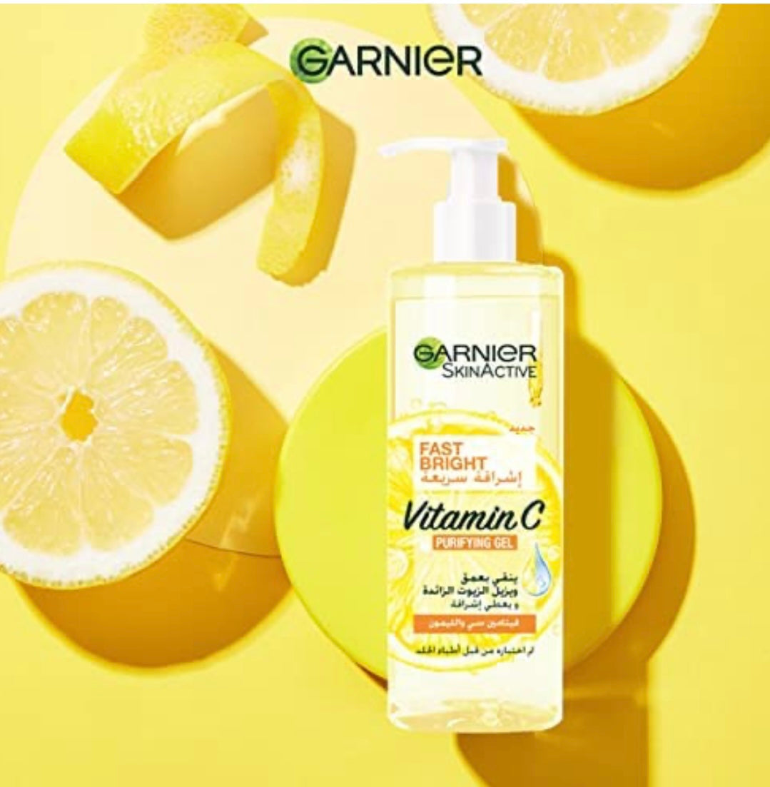 Garnier Fast Bright Vitamin C Purifying Gel Wash – 400ml | غسول جيل بفيتامين سي للبشرة الدهنية – 400 مل