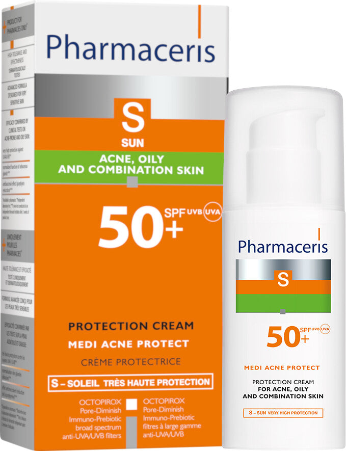 Pharamaceris Face Cream Spf50 Medi Acne Protect Protection - 50ml | فارماسيرز واقي شمسي Spf50 للحماية من حب الشباب - 50 مل