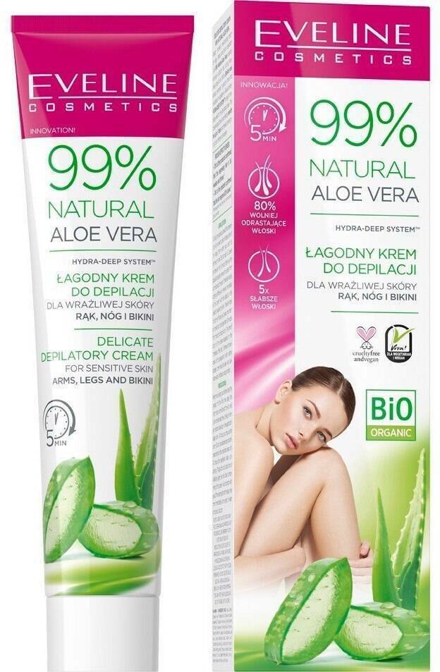 Bio 99Natural Aloe Vera Delicate Depilatory Cream Arms Legs Bikini - 125ml